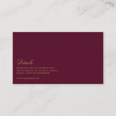 Elegantes Script, Gold & Bordeaux Begleitkarte (Vorderseite)