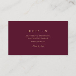 Elegantes Script, Gold & Bordeaux Begleitkarte