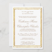 Elegantes Script Gold Border Wedding Einladung (Vorderseite)