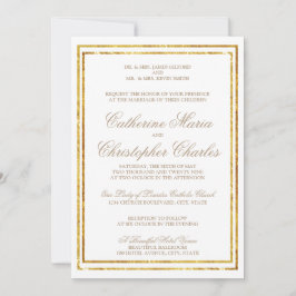 Elegantes Script Gold Border Wedding Einladung