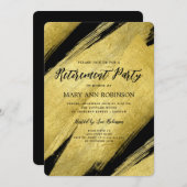 Elegantes Script Gold Brush Retirement Party Einladung (Vorne/Hinten)
