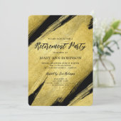 Elegantes Script Gold Brush Retirement Party Einladung (Stehend Vorderseite)