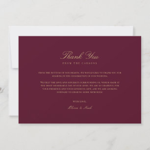 Elegantes Script Gold & Burgundy Dankeschön Karte