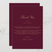 Elegantes Script Gold & Burgundy Dankeschön Karte (Vorne/Hinten)