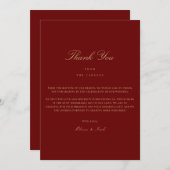 Elegantes Script Gold & Deep Red Dankeschön Card Dankeskarte (Vorne/Hinten)