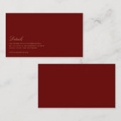 Elegantes Script, Gold & Deep Red Wedding Details Begleitkarte (Vorne/Hinten)