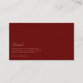 Elegantes Script, Gold & Deep Red Wedding Details Begleitkarte (Vorderseite)