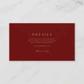 Elegantes Script, Gold & Deep Red Wedding Details Begleitkarte (Vorderseite)