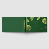 Elegantes Script Gold Exotic Blätter Hochzeit Gästebuch (Voll)