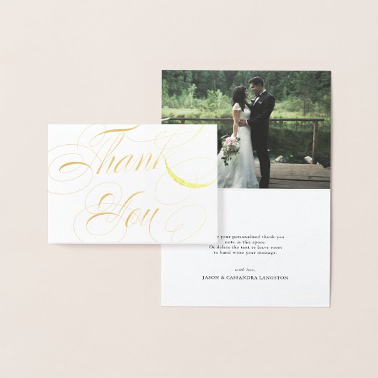 Elegantes Script Gold Foil Foto Hochzeit Vielen Da Folienkarte (Anzeige)