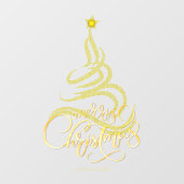 Elegantes Script Gold Frohe Weihnachtsbaum Busines Fensteraufkleber (Blatt)