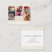 Elegantes Script Gold Glitzer Foto Collage Bäckere Quadratische Visitenkarte (Vorne/Hinten)