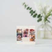 Elegantes Script Gold Glitzer Foto Collage Bäckere Quadratische Visitenkarte (Stehend Vorderseite)