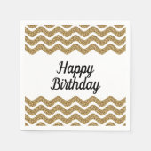 Elegantes Script Gold Glitzer Happy Birthday Serviette (Vorderseite)