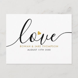 Elegantes Script Gold Heart Vielen Dank für die Mo Postkarte