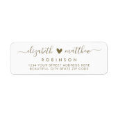 Elegantes Script Gold-Hochzeitrücksendesiegel (Vorne)