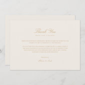Elegantes Script Gold & Ivory Danke Karte (Vorne/Hinten)
