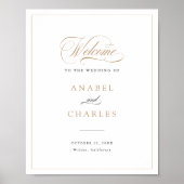 Elegantes Script Gold Moderne Hochzeit Begrüßungsz Poster (Vorne)