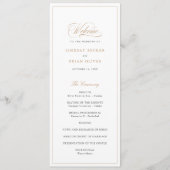 Elegantes Script Gold Moderne Kalligraphie Hochzei Programm (Vorderseite)