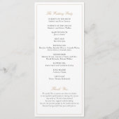 Elegantes Script Gold Moderne Kalligraphie Hochzei Programm (Rückseite)