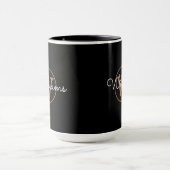 Elegantes Script Gold Monogram Black Tasse (Zentrum)