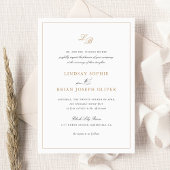 Elegantes Script Gold Monogram Moderne Hochzeit Einladung