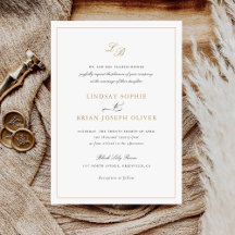 Elegantes Script Gold Monogram Moderne Hochzeit