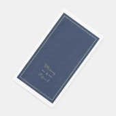 Elegantes Script Gold Navy Blue Wedding Minimalist Serviette (Ecke)