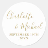 Elegantes Script Gold Runder Aufkleber (Vorderseite)