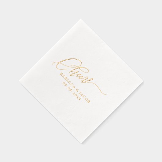 Elegantes Script Gold Servietten Mit Folie (Rechts)