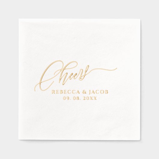 Elegantes Script Gold Servietten Mit Folie (Vorderseite)