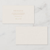 Elegantes Script, Gold und Elfenbeinheirat Details Begleitkarte (Vorne/Hinten)