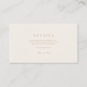 Elegantes Script, Gold und Elfenbeinheirat Details Begleitkarte