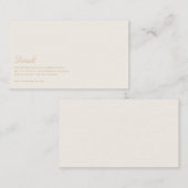 Elegantes Script, Gold und Elfenbeinheirat Details Begleitkarte (Vorne/Hinten)