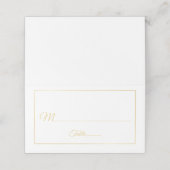 Elegantes Script, Gold und White Wedding Platzkarte (Außenseite Aufgefaltet)