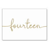 Elegantes Script Gold Wedding 14/14 Tischnummer (Vorderseite)