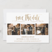 Elegantes Script Gold Wedding 4 Foto Save the Date (Vorderseite)