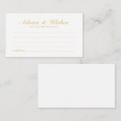 Elegantes Script Gold Wedding Advice und Wishings  Hinweiskarte (Vorne/Hinten)