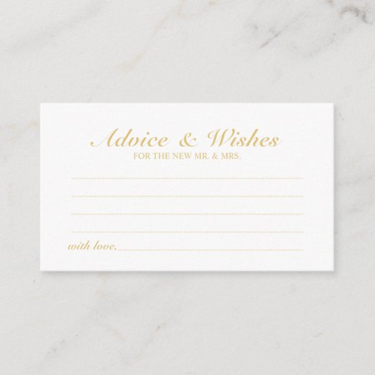 Elegantes Script Gold Wedding Advice und Wishings Hinweiskarte (Vorderseite)