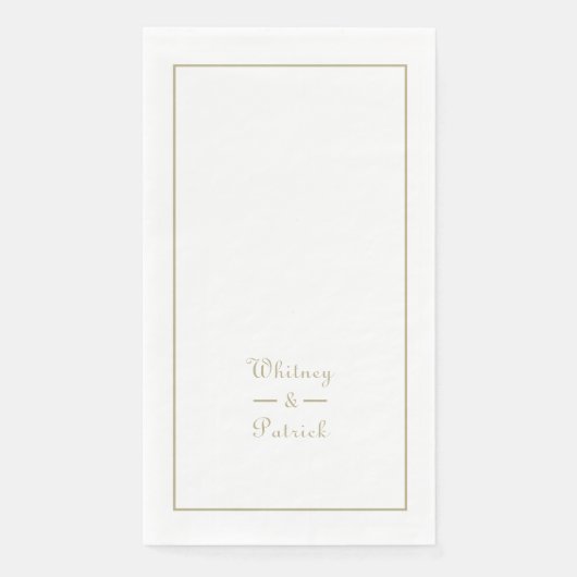 Elegantes Script Gold Wedding Minimalistisch Coupl Serviette (Vorderseite)