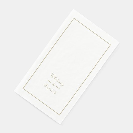 Elegantes Script Gold Wedding Minimalistisch Coupl Serviette (Ecke)