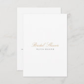 Elegantes Script Gold White Bridal Dusche Einladun Einladung (Vorne/Hinten)