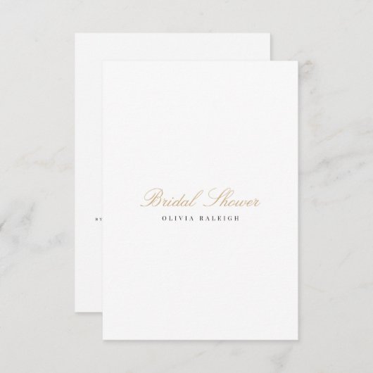 Elegantes Script Gold White Bridal Dusche Einladun Einladung (Vorne/Hinten)