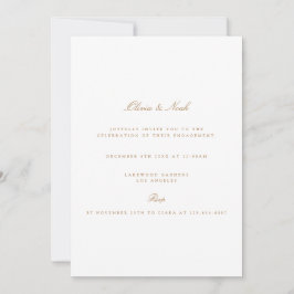 Elegantes Script, Gold & White Verlobung Einladung