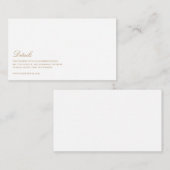Elegantes Script, Gold & White Wedding Details Begleitkarte (Vorne/Hinten)