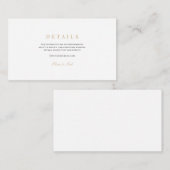 Elegantes Script, Gold & White Wedding Details Begleitkarte (Vorne/Hinten)