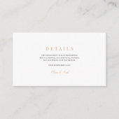 Elegantes Script, Gold & White Wedding Details Begleitkarte (Vorderseite)