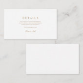 Elegantes Script, Gold & White Wedding Details Begleitkarte (Vorne/Hinten)