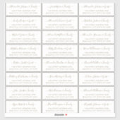 Elegantes Script Gold White Wedding Guest Address Aufkleber (Blatt)