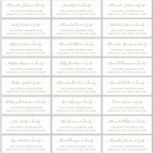 Elegantes Script Gold White Wedding Guest Address Aufkleber